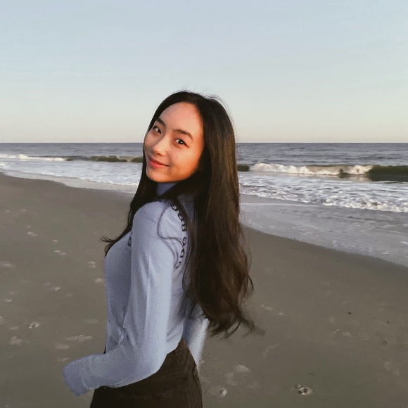 URBAN OUTFITTERS BDG long sleeve blue turtleneck top - Picture 2 of 4